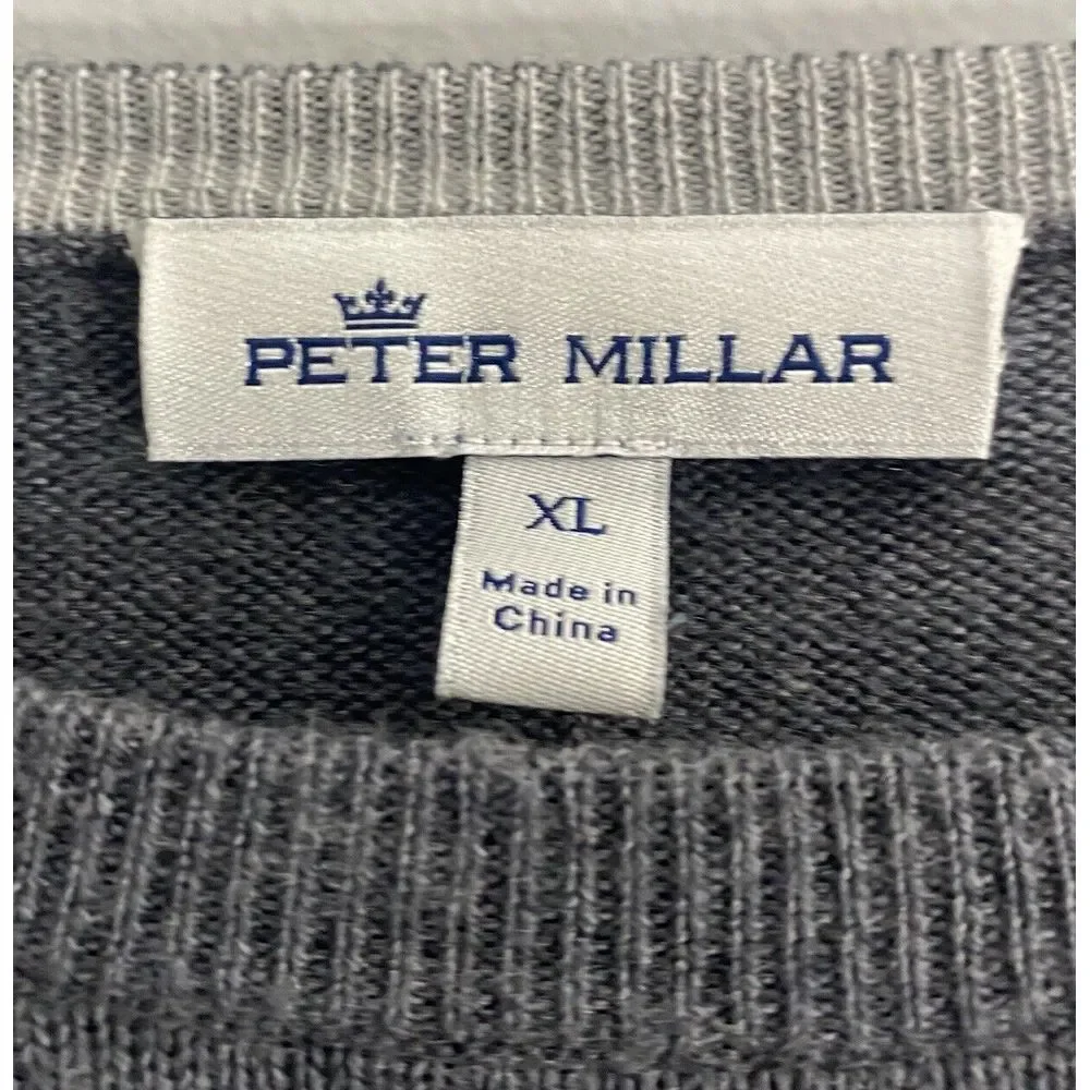 Peter Millar Men's Merino Wool Silk Nylon Blend Gray Pullover Sweater Sz XL‎